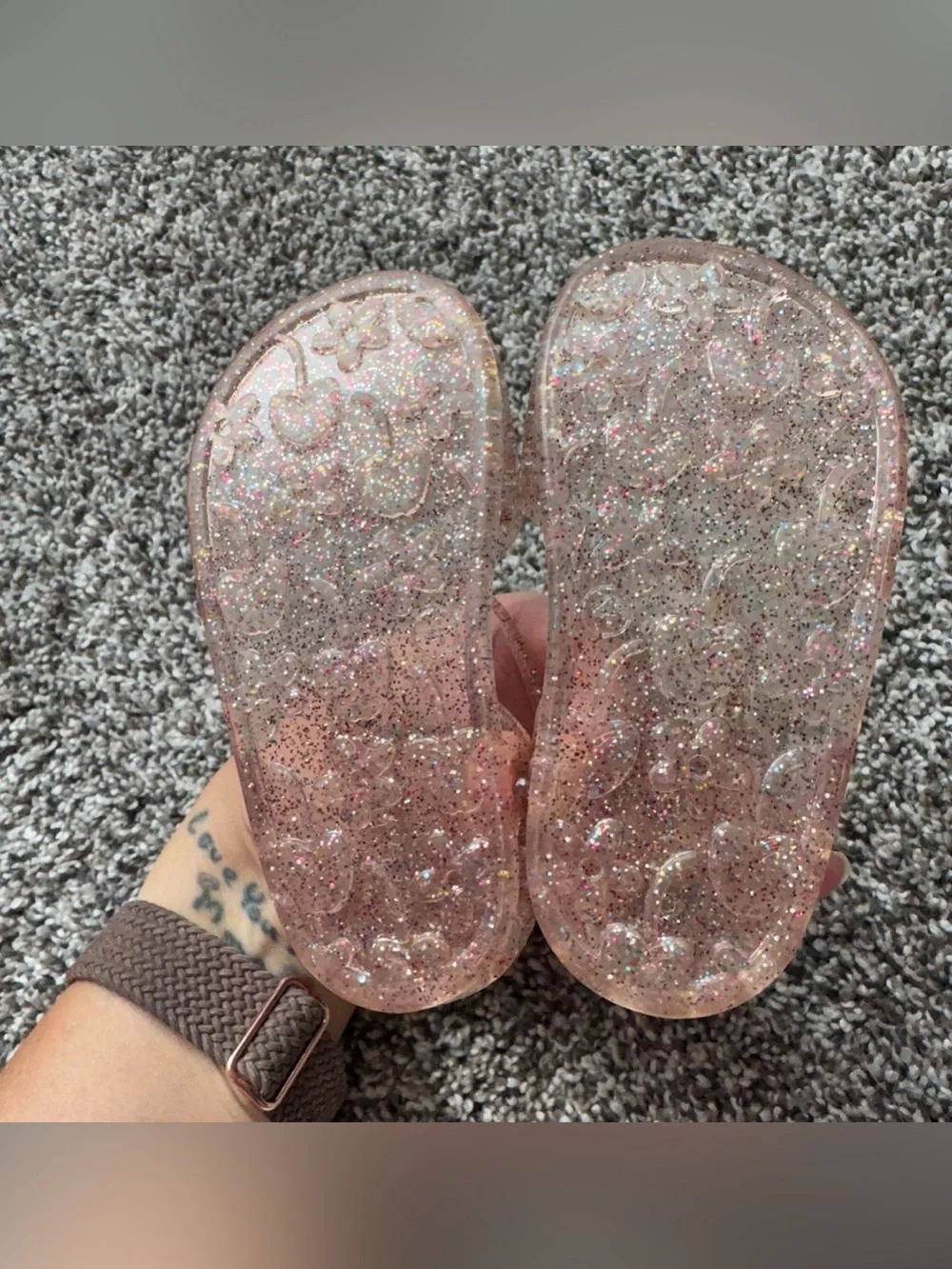 Kids Glitter Jelly Mary Jane Shoes - Pink
